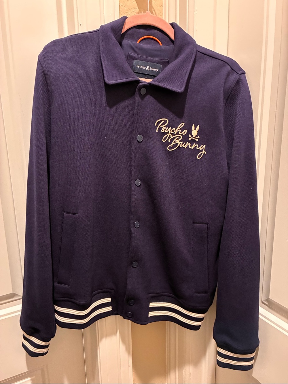 Psycho Bunny Navy Embroidered Logo Varsity Bomber